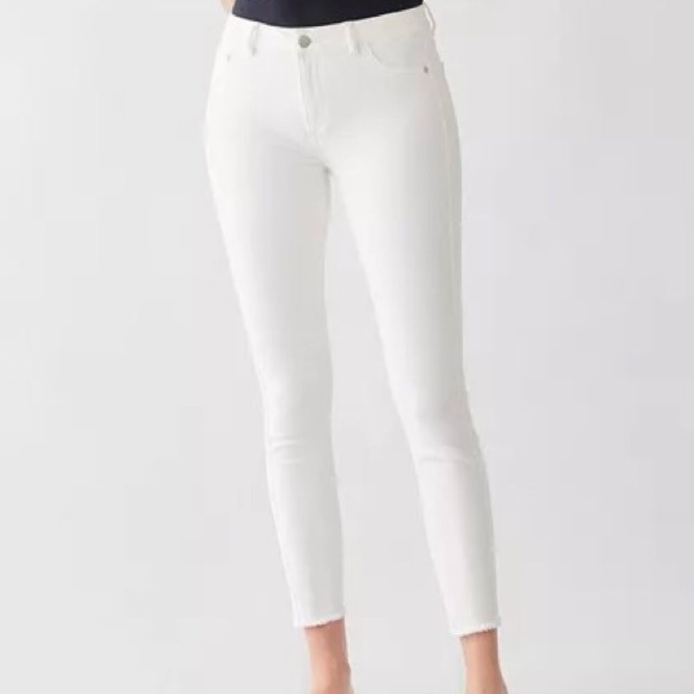 DL1961 White Jeans Florence Crop Mid Rise Instasculpt Skinny Burrwood